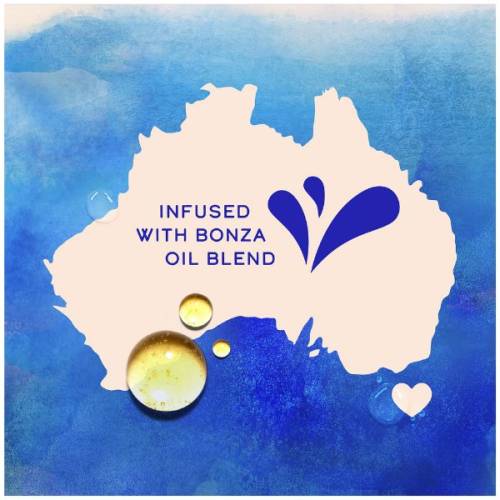 A picture of a contour map of Australia and splash of bonza oil blend.