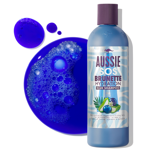An image of Aussie Brunette Hydration Blue Shampoo bottle