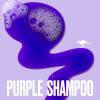 An image of a streak of purple shampoo on a very light purple backgound.