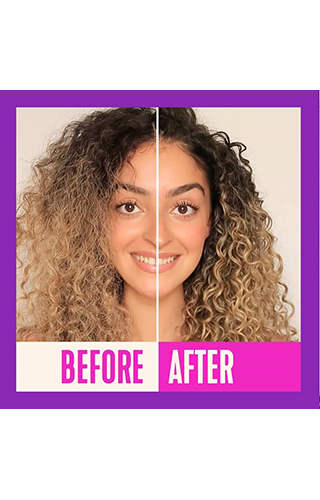 A photo of a young girl with long curly hair - before and after Aussue use