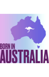 An illustarion of Australia shape with a kangaroo icon and a title: 'born in Australia'